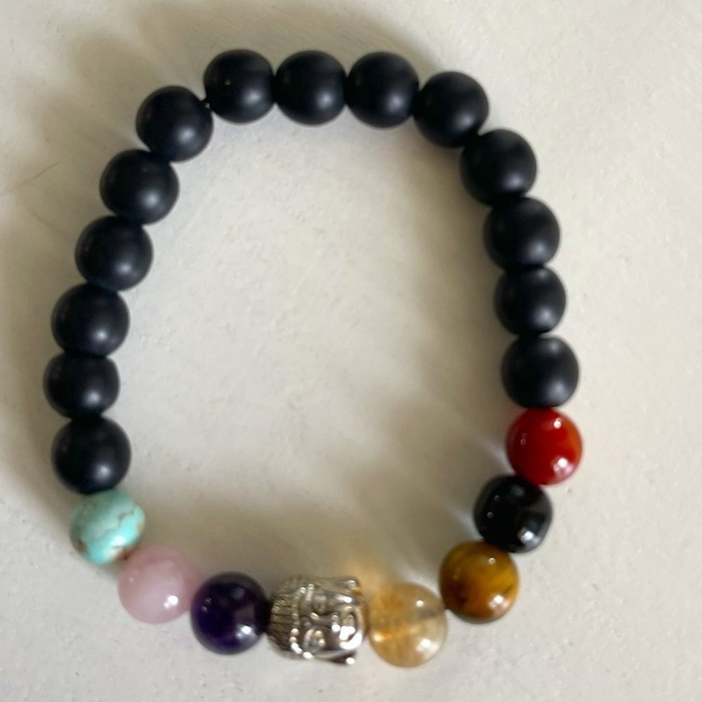 Bracelet Seven Chakra Stones with Amethist Stone